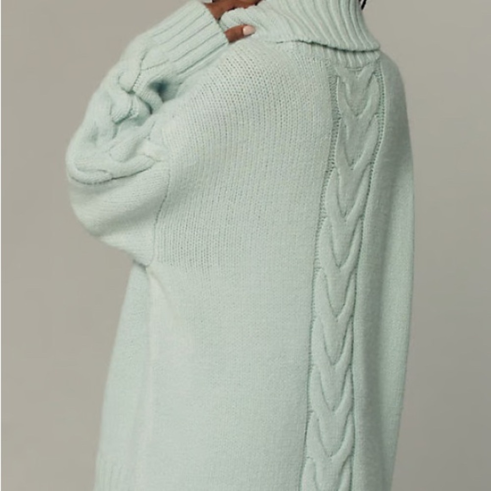 Pilcro Slouchy Cable Knit Turtleneck Very Oversized Small.Light Blue - Picture 6 of 7